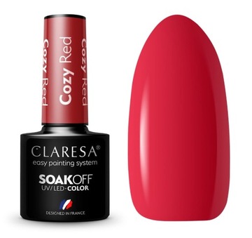 CLARESA Cozy Red LAKIER DO PAZNOKCI HYBRYDOWY HYBRYDA czerwony bordowy