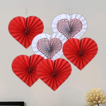 6шт День святого Валентина Бумажные сердца Вентиляторы Реквизит Сердца Партийные украшения
