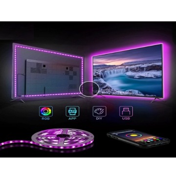 USB светодиодная лента RGB 5050 5M ЛАМПОЧКА ПОДСВЕТКИ ТВ