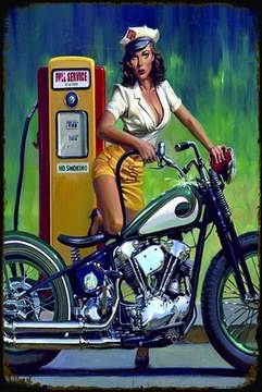 Tablica Ozdobna Blacha Motor Girl Gas Station