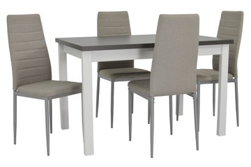 Zestaw 4xkrzesła metal SZARE+stół BIAŁY rozkładany