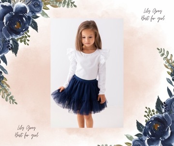 ДЕТСКАЯ БЛУЗКА ДЛЯ ДЕВОЧЕК, БЕЛАЯ, ОДНОРОДНАЯ, С Оборками В БОХО 152 Lily Grey