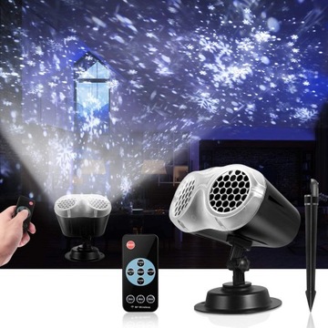 СВЕТОДИОДНЫЙ ПРОЕКТОР С МОТИВОМ СНЕЖИНКИ, ОСВЕЩАЮЩИЙ РОЖДЕСТВЕНСКИЙ ПРОЕКТОР