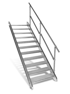 Konstrukcja schodów na 11 stopni z barierką | wysokość od 176 do 252 cm