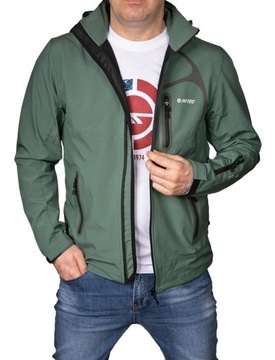 Kurtka męska z kapturem przejściowa HI-TEC softshell męski zielony nils XL