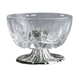 Patera szklana nodze metalowa platerowana srebrna