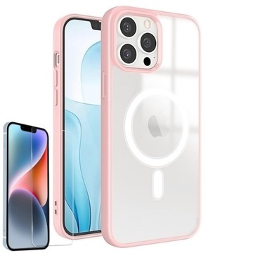 PRZEZROCZYSTE ETUI OBUDOWA CASE MAGSAFE DO IPHONE 13 PRO MAX KOLORY + SZKŁO