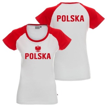 KOSZULKA DAMSKA POLSKA GODŁO ORZEŁEK T-SHIRT DAMSKI DLA KIBICA POLSKI GIFT