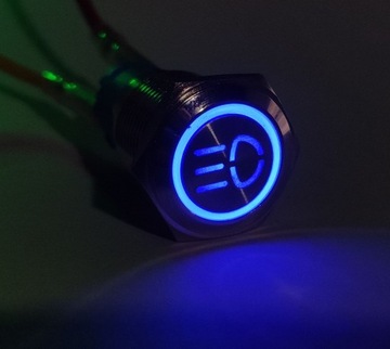 Przycisk światła drogowe długie 16mm podświetlany LED 12V 24V SPDT On-On bi