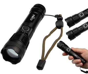 Latarka turystyczna taktyczna COBA XHP50 WOJSKOWA 18650 LED ZOOm 5 trybów