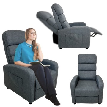 FOTEL ROZKŁADANY DO SPANIA SALONU RELAX LEŻANKA TV CHILI II CIEMNY SZARY