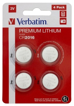 VERBATIM Litowe baterie monetowe CR2016 3V 4szt