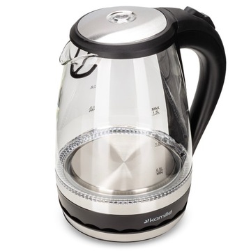 СТЕКЛЯННЫЙ ЭЛЕКТРИЧЕСКИЙ ЧАЙНИК АККУМУЛЯТОРНЫЙ СО СВЕТОДИОДНОЙ ПОДСВЕТКОЙ 1,5 Л KAMILLE