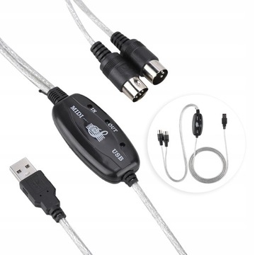 MIDI INTERFEJS NA USB DWUSTRONNY KABEL MIDI
