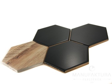 Керамическая мозаика шестигранник дерево черный