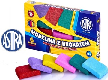 Modelina szkolna z brokatem 6 kolorów Astra