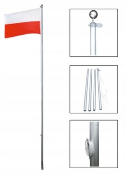 MASZT FLAGOWY ALUMINIUM 6m ścianka 2 mm flaga PL