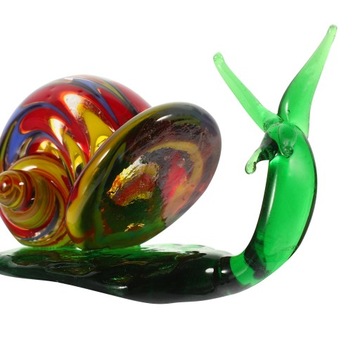 Стеклянная фигурка улитки на рабочий стол Декоративная улитка.