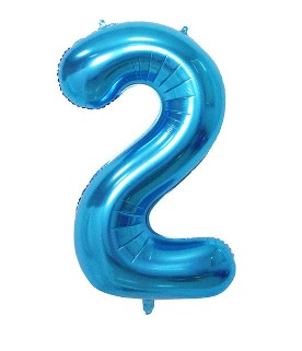 BALON FOLIOWY CYFERKA CYFRA 2 NIEBIESK GIGANT 80CM