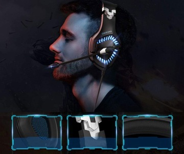 SŁUCHAWKI GAMINGOWE MIKROFON PC PS4 XBOX LED USB