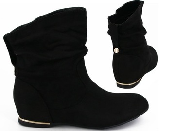 STYLOWE BOTKI NA KOTURNIE ZGRABNE BUTY DAMSKIE CZARNE BELLO 38