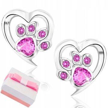 SREBRNE KOLCZYKI DLA DZIEWCZYNKI ŁAPKI, KOLCZYKI SZTYFTY WKRĘTKI RÓŻOWE