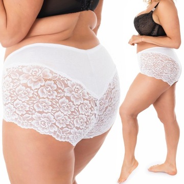 PLUS SIZE Białe Bawełniane Majtki Koronkowe - Idealne Dopasowanie! fenome