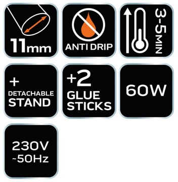 Клеевой пистолет 11 мм, 60 Вт.