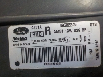 FORD C-MAX II MK2 12R SVĚTLO PRAVÁ PŘEDNÍ AM5113W029BF