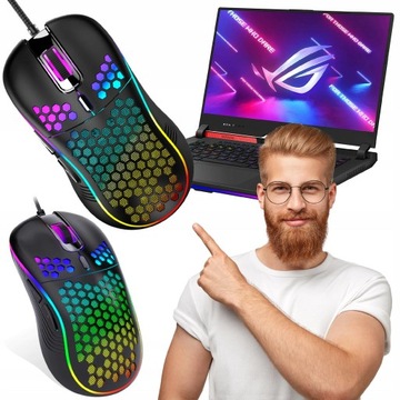 Mysz Gamingowa Myszka Komputerowa USB LED 7200DPI Lekka Wygodna