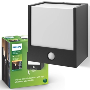 PHILIPS LAMPA LED KINKIET elewacyjny z czujnikiem MACAW 3,5W 2700K czarny