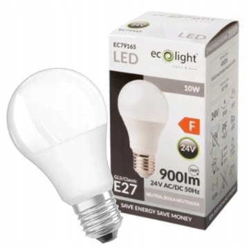 ŻARÓWKA LED NISKONAPIĘCIOWA E27 10W 24V NEUTRALNA