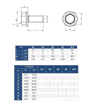 6921 A2 M8X50 ВИНТ С ФЛАНЕЦЕМ ИЗ НЕРЖАВЕЮЩЕЙ ШАЙБЫ.