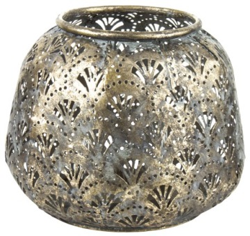 LAMPION ŚWIECZNIK METALOWY AŻUROWY ZŁOTY