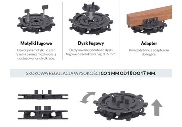 Wsporniki tarasowe regulowane pod legary deski podkładka podstawka10-17mm