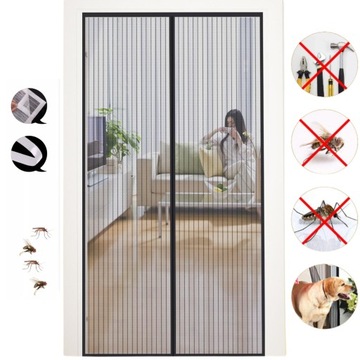 MOSKITIERA MAGNETYCZNA NA DRZWI BALKONOWE MAGNES DUŻA SIATKA PREMIUM 90x230