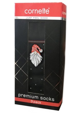Skarpety świąteczne męskie Premium 3-pak Cornette A47 r. 39-41 czarne