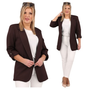 ŻAKIET MARYNARKA DŁUGA ELEGANCKA GŁADKA POLSKI PRODUCENT DUŻE ROZMIARY