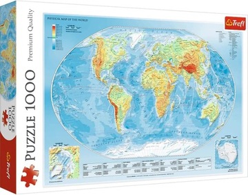 PUZZLE 1000 ELEMENTÓW ZABAWKA PREZENT DO UKŁADANIA MAPA ŚWIATA KLASYCZNE
