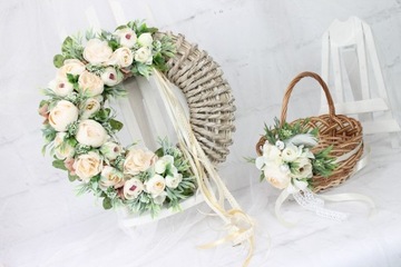 Wianek wiosenny dekoracja na drzwi stroik ZIELEŃ