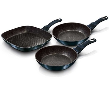 НАБОР ИЗ 3-Х ГРАНИТНЫХ ПРОДУКТОВ 20/24/28 СМ BERLINGER HAUS BH-6140 Аквамарин