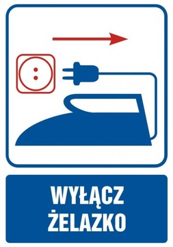 Wyłącz żelazko naklejka folia 14,8x21