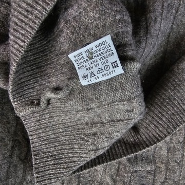 Sweter w Splot Wełniany LACOSTE Warkocz Wełna Męski Casual Nowy Model 7 XL