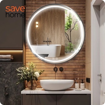 СВЕТОДИОДНОЕ ЗЕРКАЛО ДЛЯ ВАННОЙ 60 см, КРУГЛОЕ, С ПОДСВЕТКОЙ, В РАМКЕ-ЛОФТ, БЕЗ ПАРА