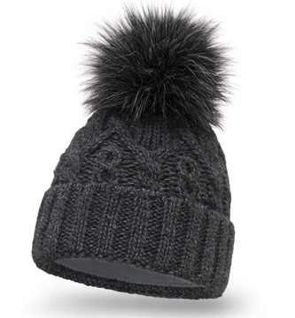 CiepłA ZIMOWA damska CZAPKA z polarem GRAFIT P12