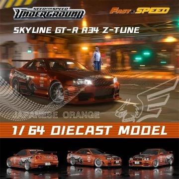 Szybka prędkość FS 1:64 Skyline GT-R R34 Z-Tune NFS Need for Speed 7