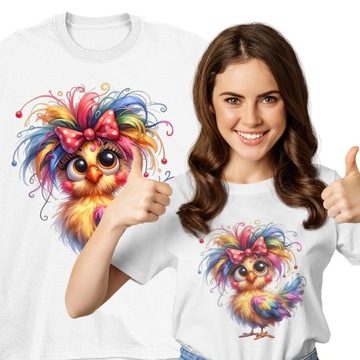 T-SHIRT BIAŁA DAMSKA KOSZULKA KURA PREZENT XL