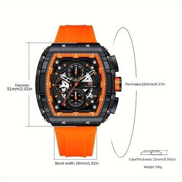 Женские кварцевые часы с хронографом MINI FOCUS Tonneau Gauge