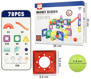 БОЛЬШИЕ МАГНИТНЫЕ КОНСТРУКЦИОННЫЕ БЛОКИ Трековый слайд-лабиринт 78 элементов