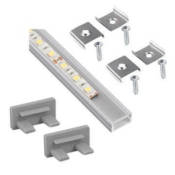 Profil LED Aluminiowy do Taśm 10mm Nawierzch Transparent Klosz 2m Aluminium
